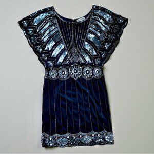 Vintage Frock and Frill Sequin and Beaded Black Mini Dress